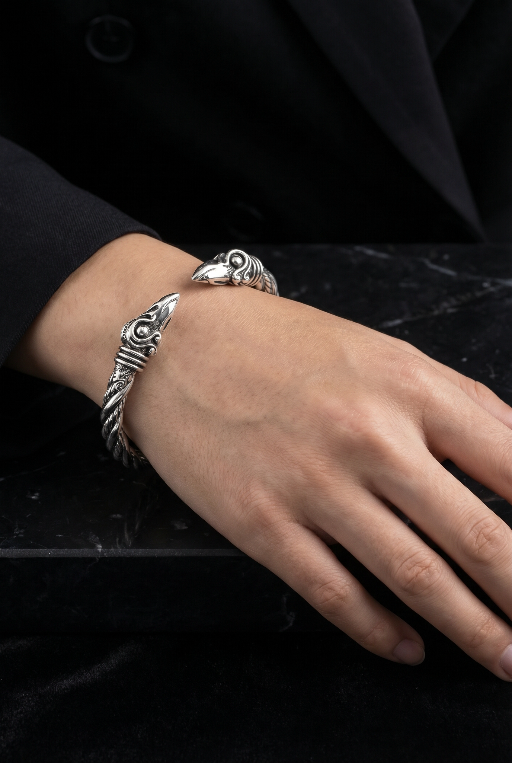 The Pledge - Muninn - Sterling Silver Allegiance Bracelet - Viking Trinkets