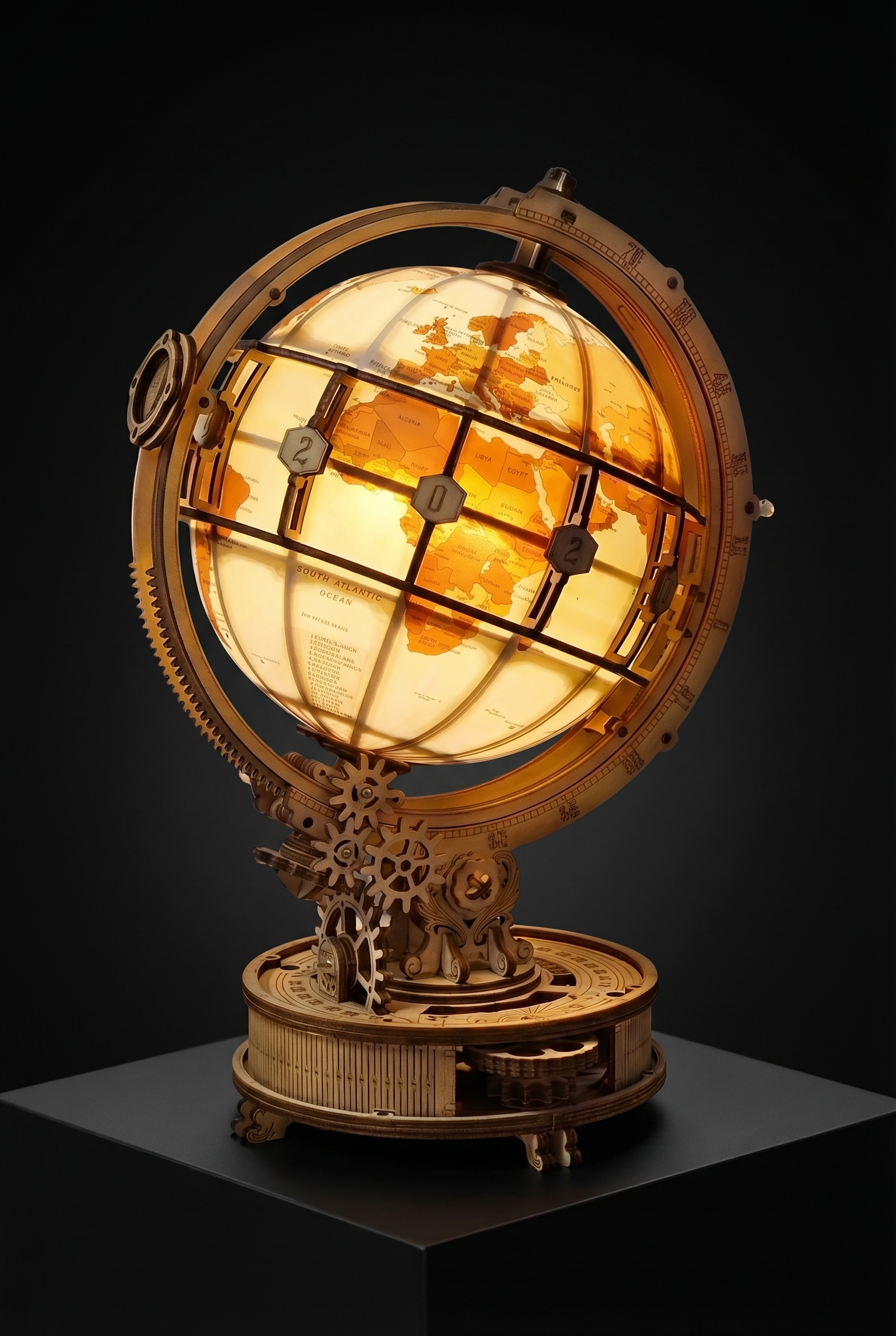 The Realm of Midgard - 3D Luminous 180 Piece Wooden Globe - Viking Trinkets