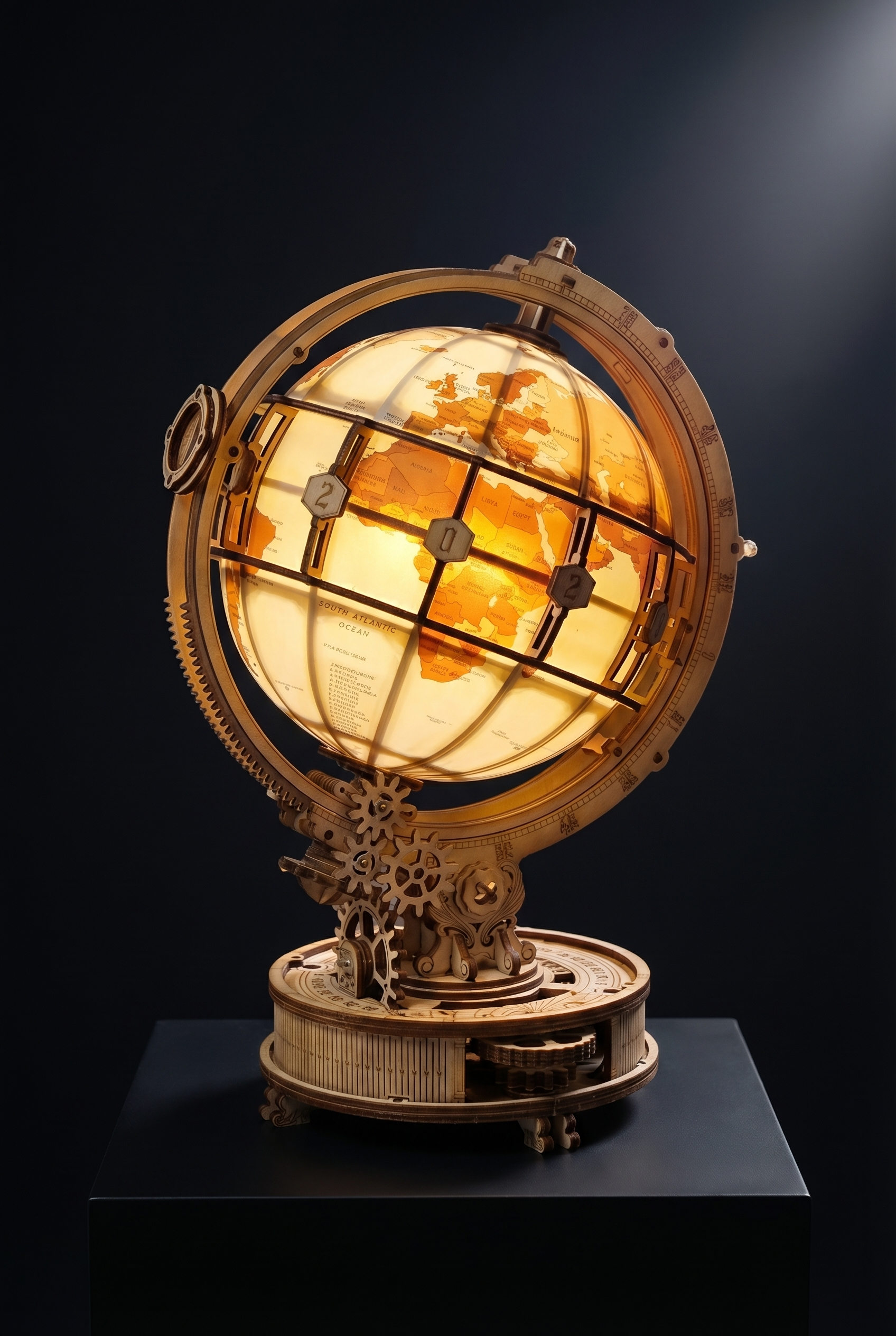 The Realm of Midgard - 3D Luminous 180 Piece Wooden Globe