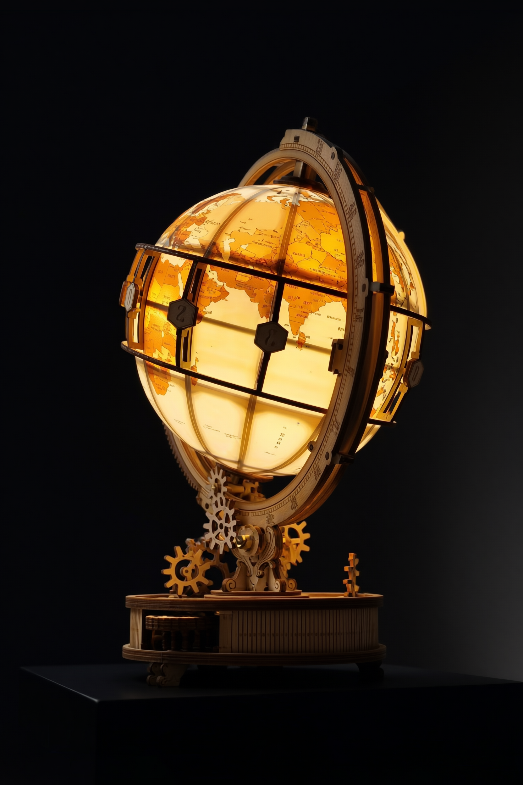 The Realm of Midgard - 3D Luminous 180 Piece Wooden Globe - Viking Trinkets