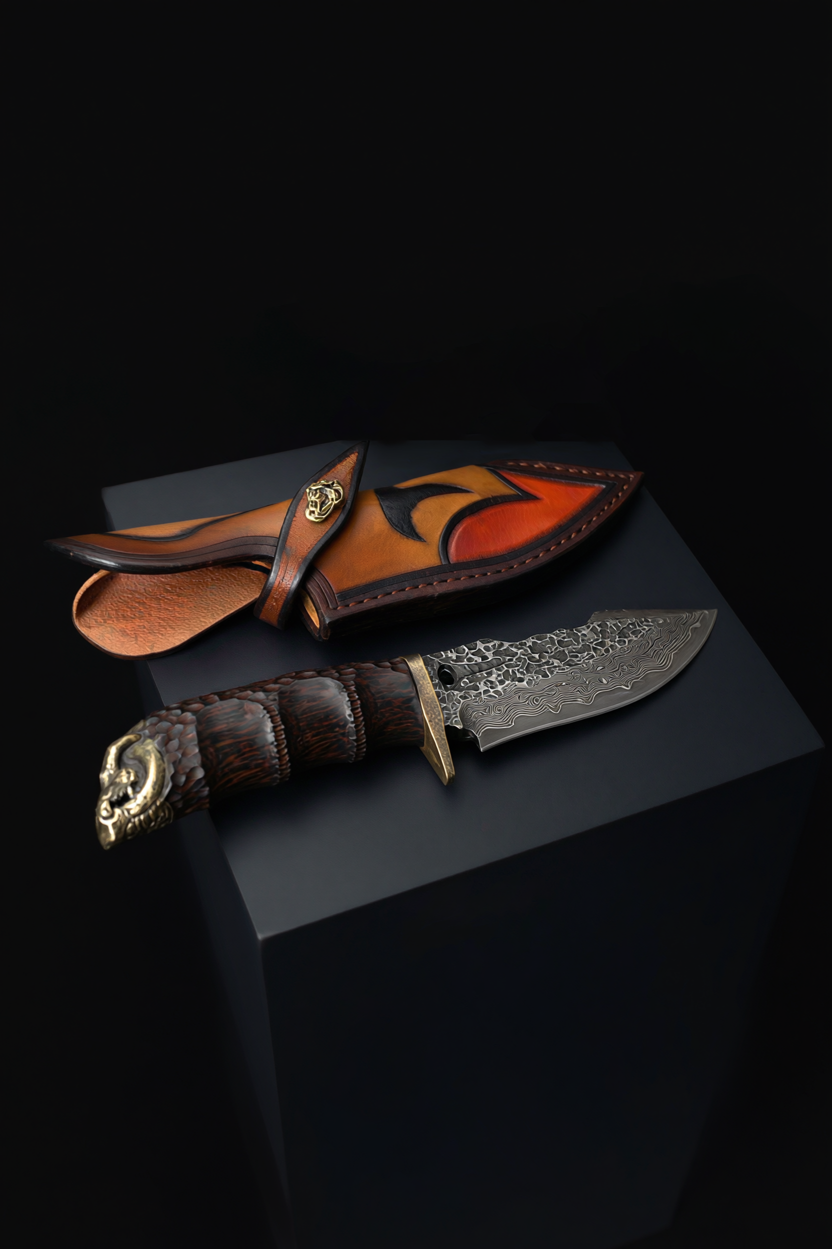 Freyr's Secondary - Damascus Steel Heat Treated Hunting Knife - Viking Trinkets