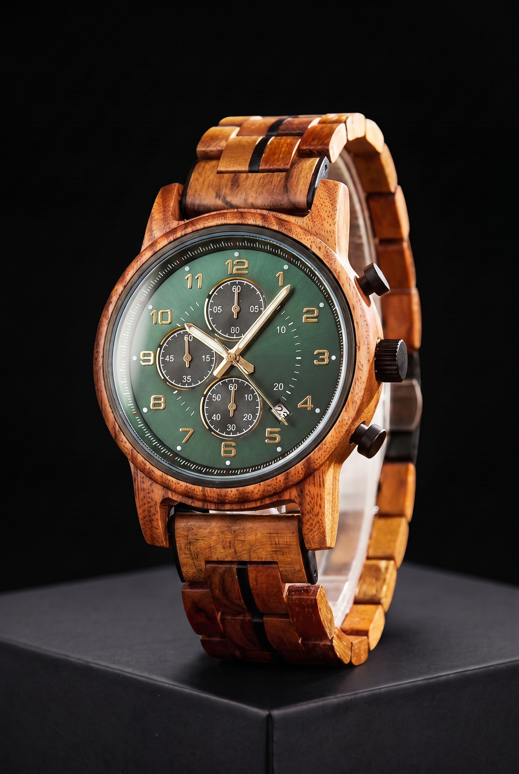 Gems Of The Brísingamen - Wooden Quartz Watch - Viking Trinkets