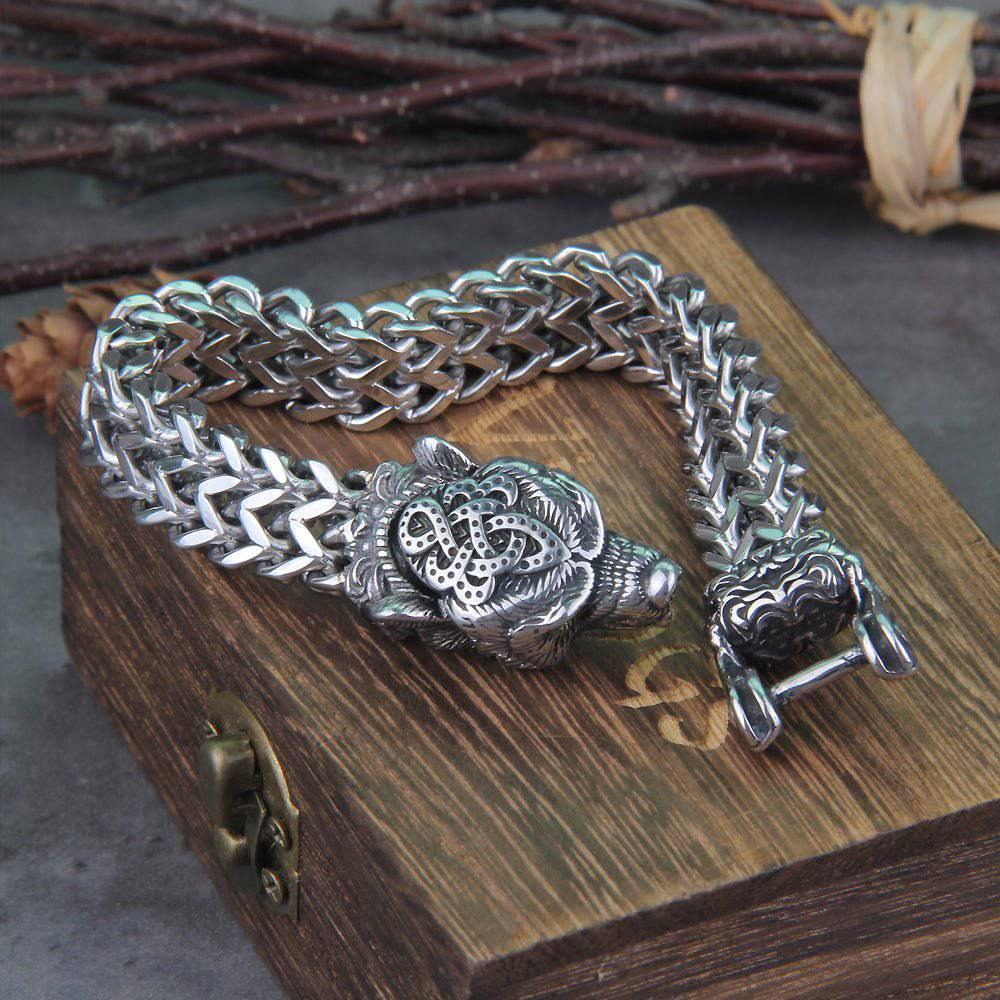Berserker - Stainless Steel Bear Head Bracelet - Viking Trinkets