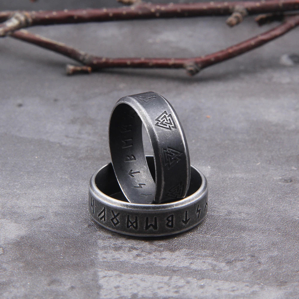 Odin's Runes - Stainless Steel Runic Ring - Viking Trinkets