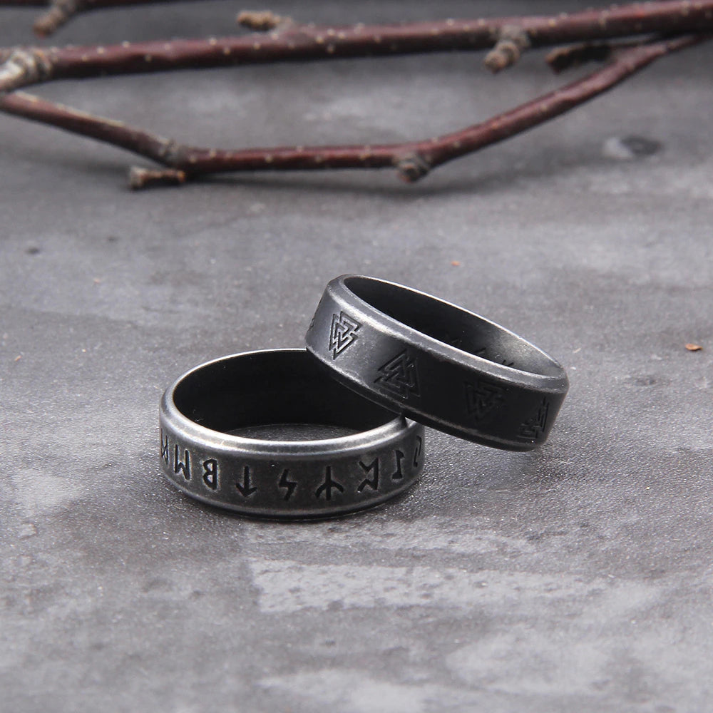 Odin's Runes - Stainless Steel Runic Ring - Viking Trinkets
