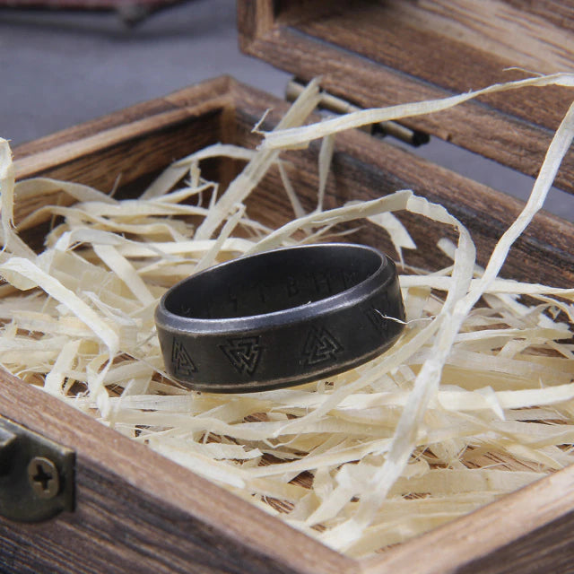 Odin's Runes - Stainless Steel Runic Ring - Viking Trinkets