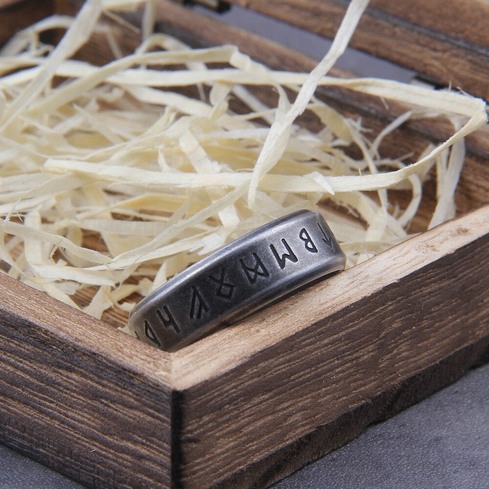 Odin's Runes - Stainless Steel Runic Ring - Viking Trinkets