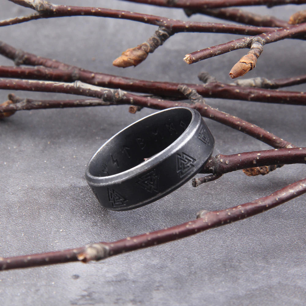 Odin's Runes - Stainless Steel Runic Ring - Viking Trinkets