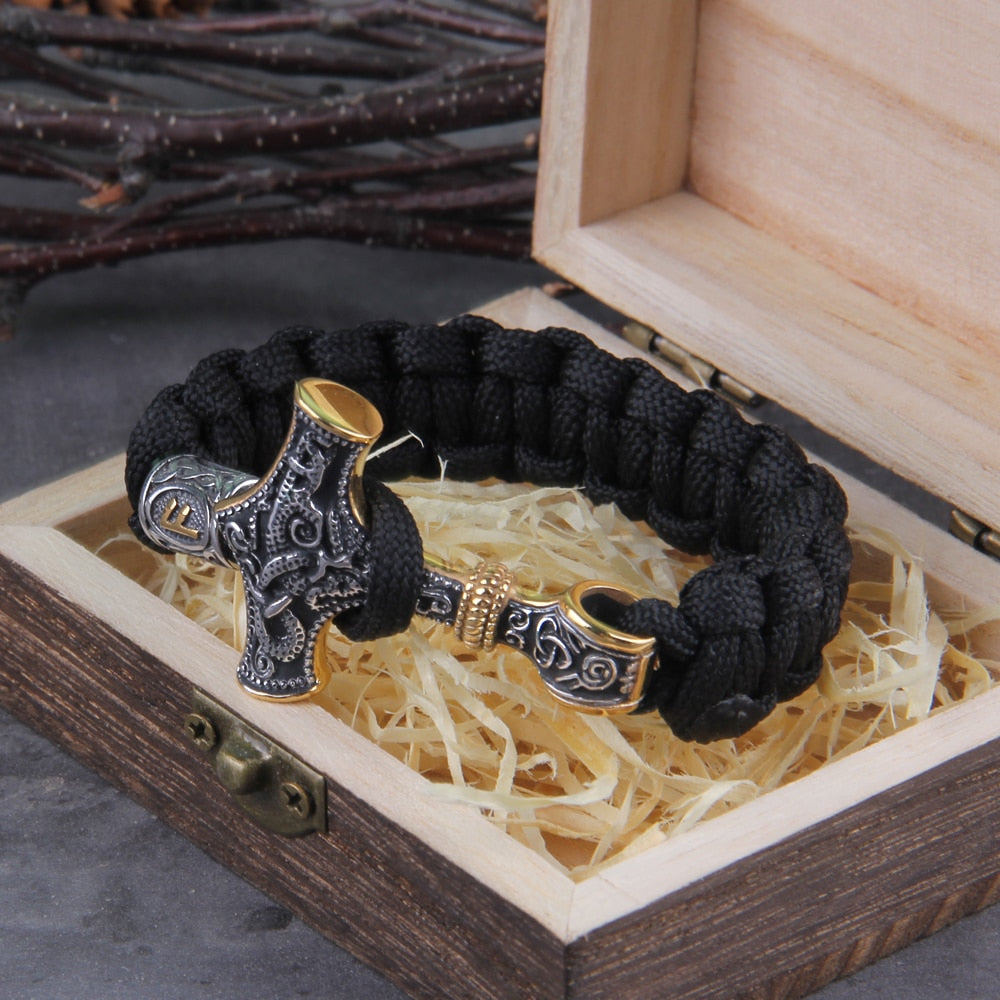 Mjolnir - Thor's Hammer - Bungee Cord Style Mjolnir Bracelet - Viking Trinkets