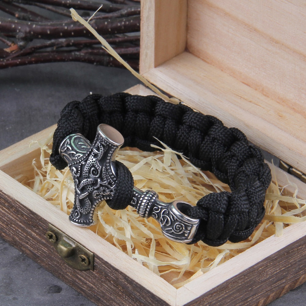 Mjolnir - Thor's Hammer - Bungee Cord Style Mjolnir Bracelet - Viking Trinkets