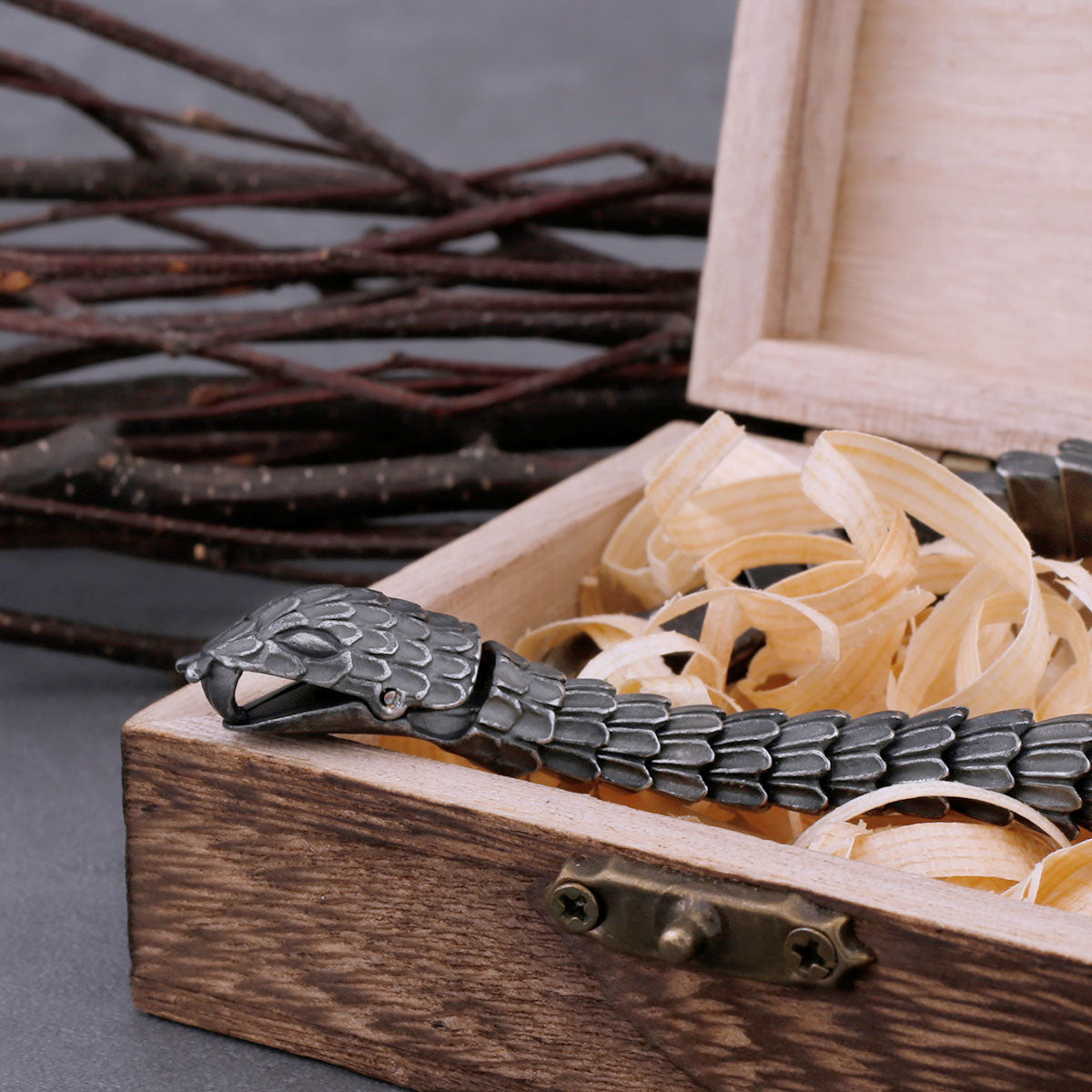 Helfang - Stainless Steel Serpent Bracelet - Viking Trinkets