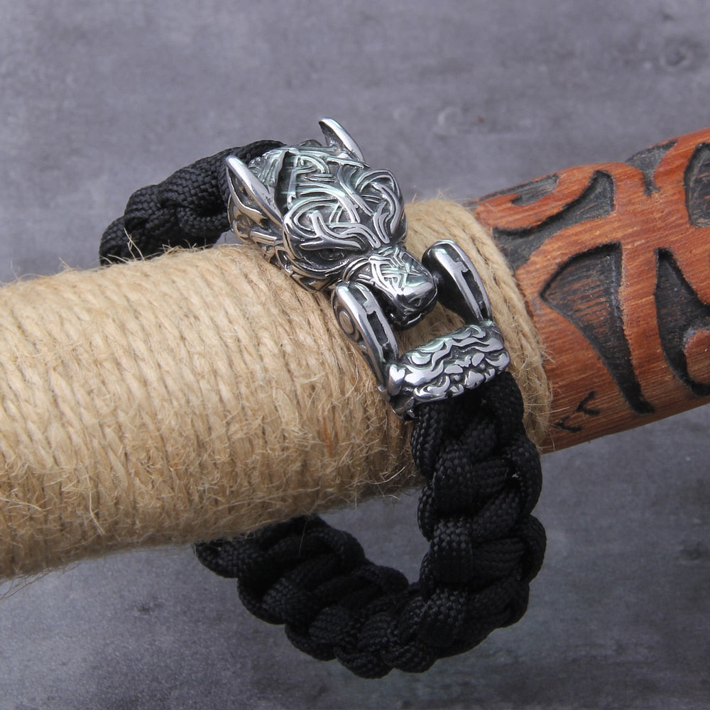 The Decimator - Bungee Cord Fenrir Head Bracelet - Viking Trinkets