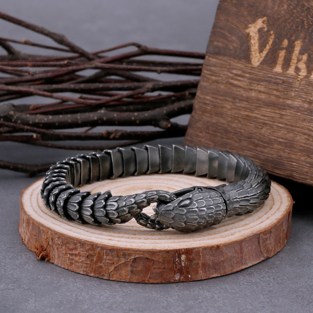 Helfang - Stainless Steel Serpent Bracelet - Viking Trinkets