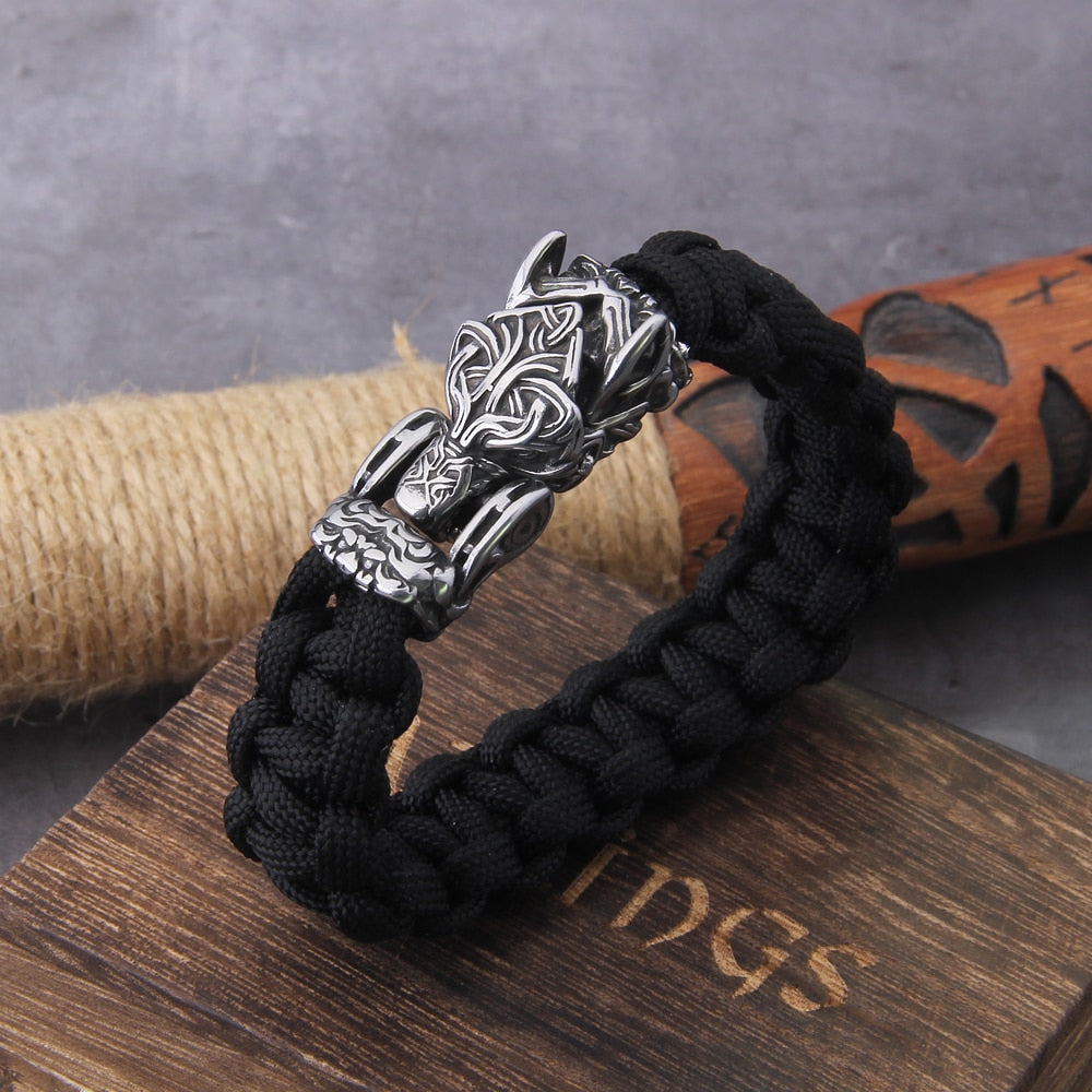 The Decimator - Bungee Cord Fenrir Head Bracelet - Viking Trinkets
