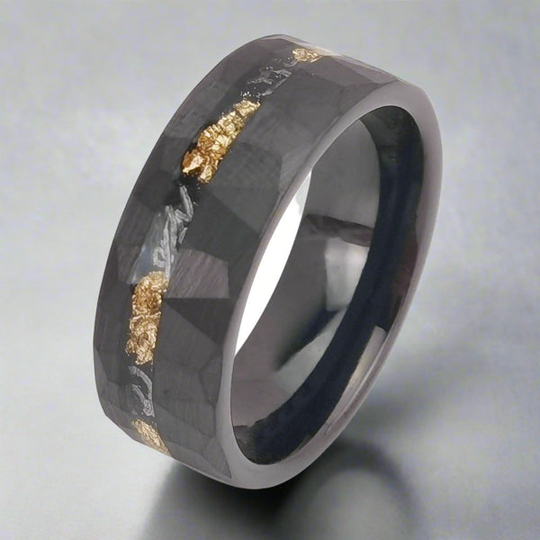 Soul Of Hel - Tungsten Gold Ring Inlaid With Gold Foil