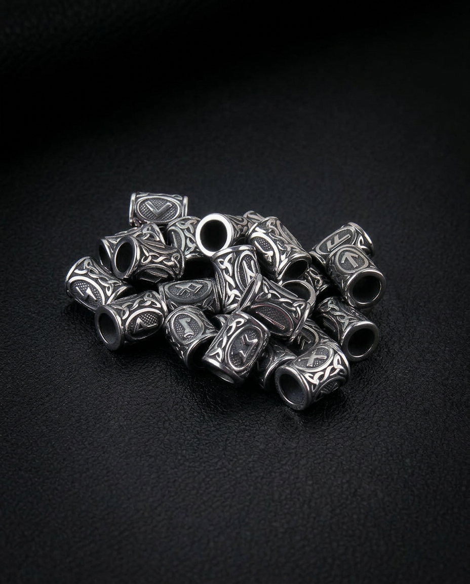 Knowledge Of The Norns - Stainless Steel 24pcs Rune Beads