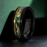 Trickster's Illusion - Black And Gold Tungsten Ring