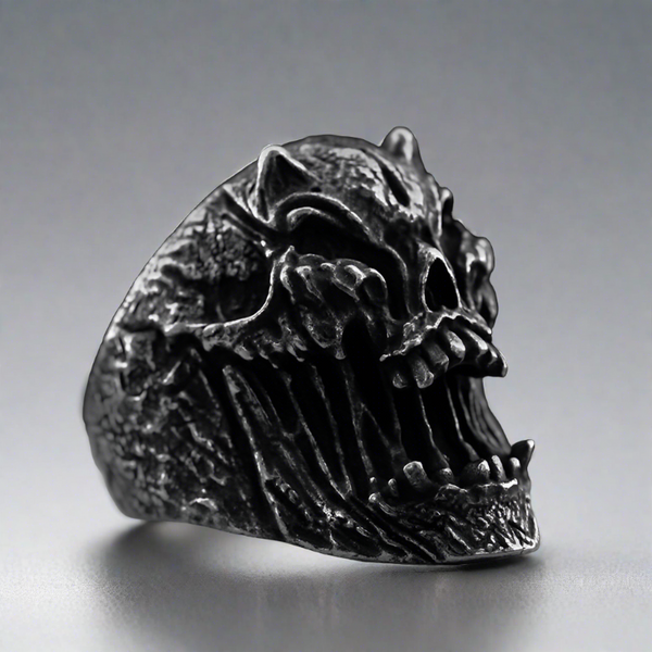 Curse Of The Draugr - Stainless Steel Skull Ring
