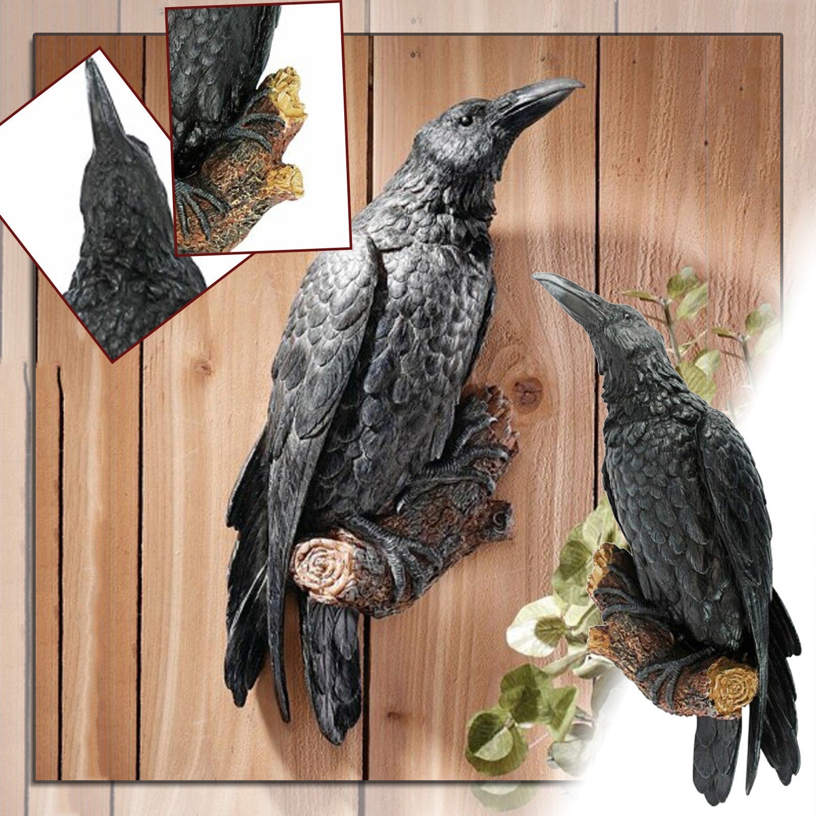 The All Seeing Eyes - Black Raven Resin Wall Hanging Sculpture