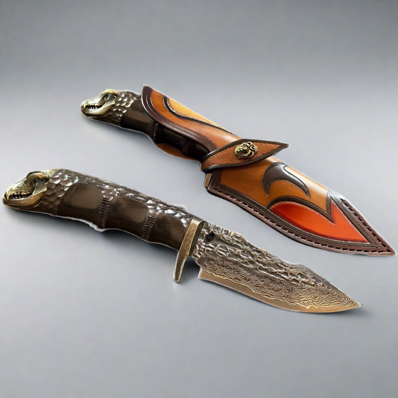 Freyr's Secondary - Damascus Steel Heat Treated Hunting Knife