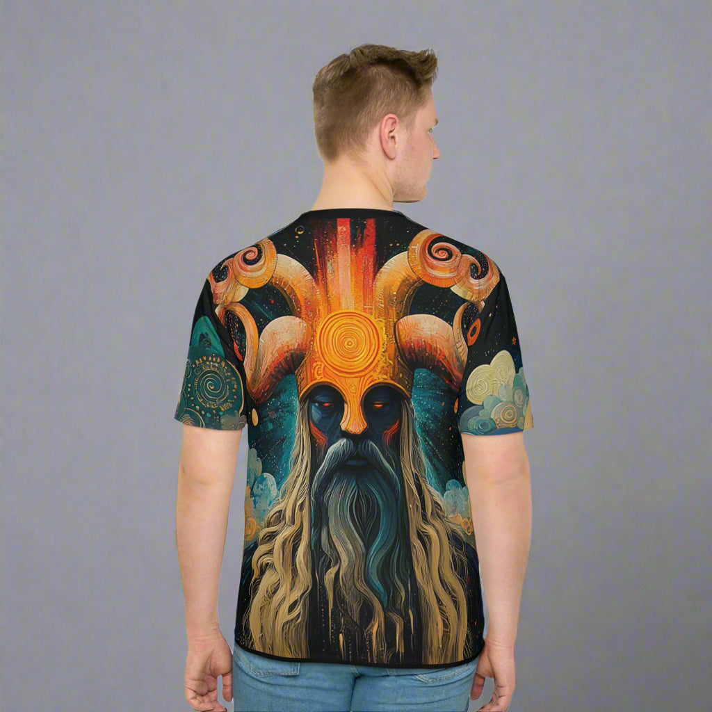 Cosmic Blessings Of Odin Loose T-shirt - Men's Artistic Loose Graphic Tee