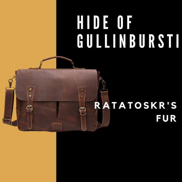 Hide Of Gullinbursti - Leather Briefcase Satchel