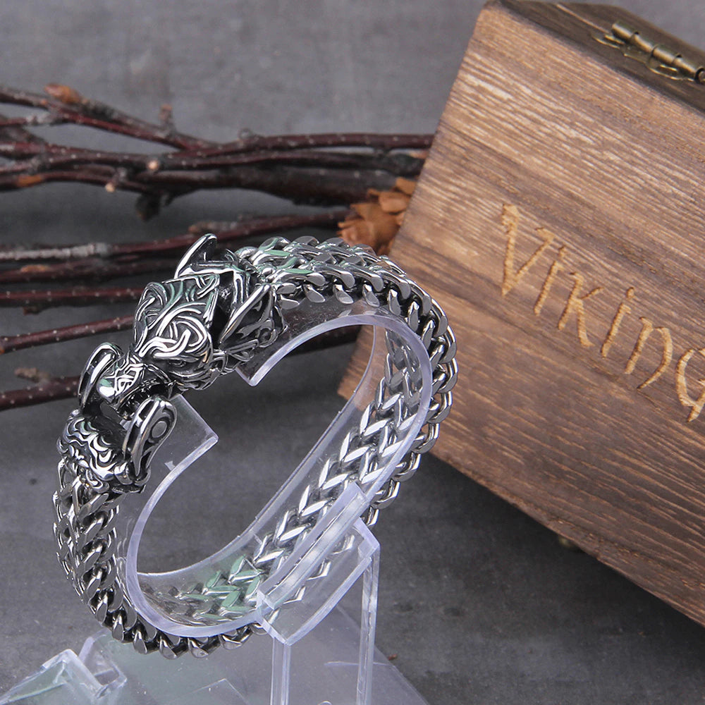 Fenrir - The Great Wolf - Stainless Steel Bracelet - Viking Trinkets