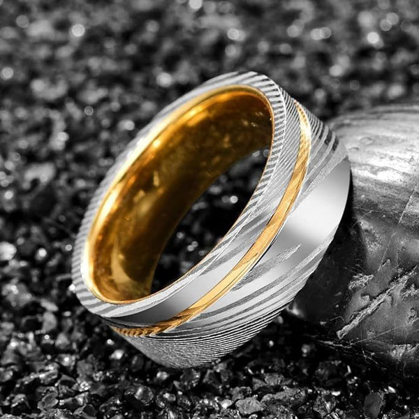 Shard of Gungnir - Silver With Gold Inlay Tungsten Steel Ring