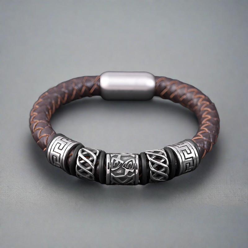 Bard's Bracelet - Leather Woven Magnetic Bracelet