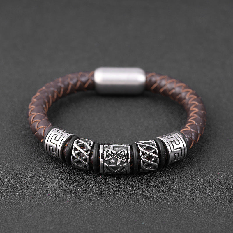 Bard's Bracelet - Leather Woven Magnetic Bracelet