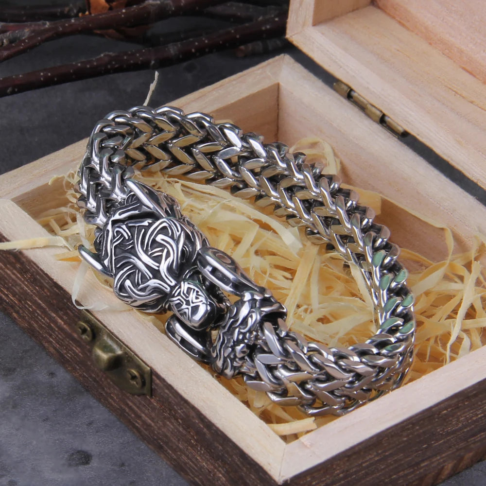 Fenrir - The Great Wolf - Stainless Steel Bracelet - Viking Trinkets