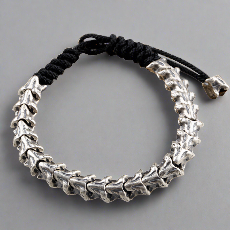 Spine Of The Beast - Sterling Silver Snake Bone Adjustable Bracelet
