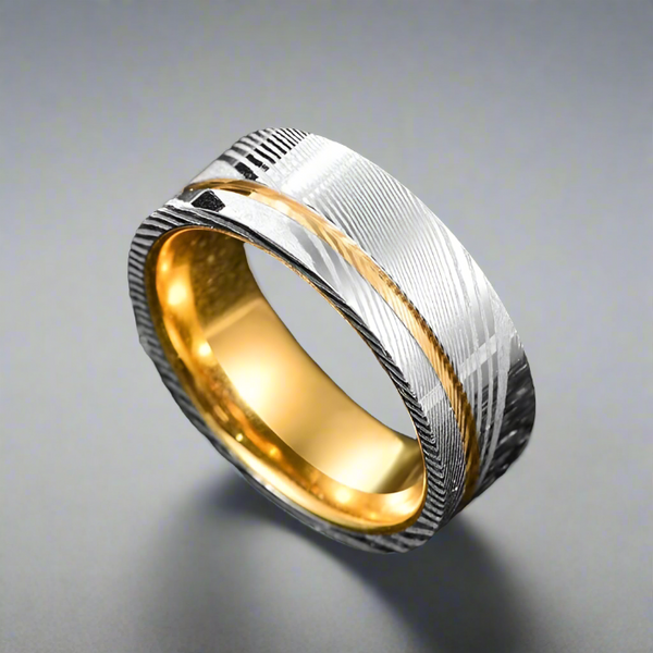 Shard of Gungnir - Silver With Gold Inlay Tungsten Steel Ring