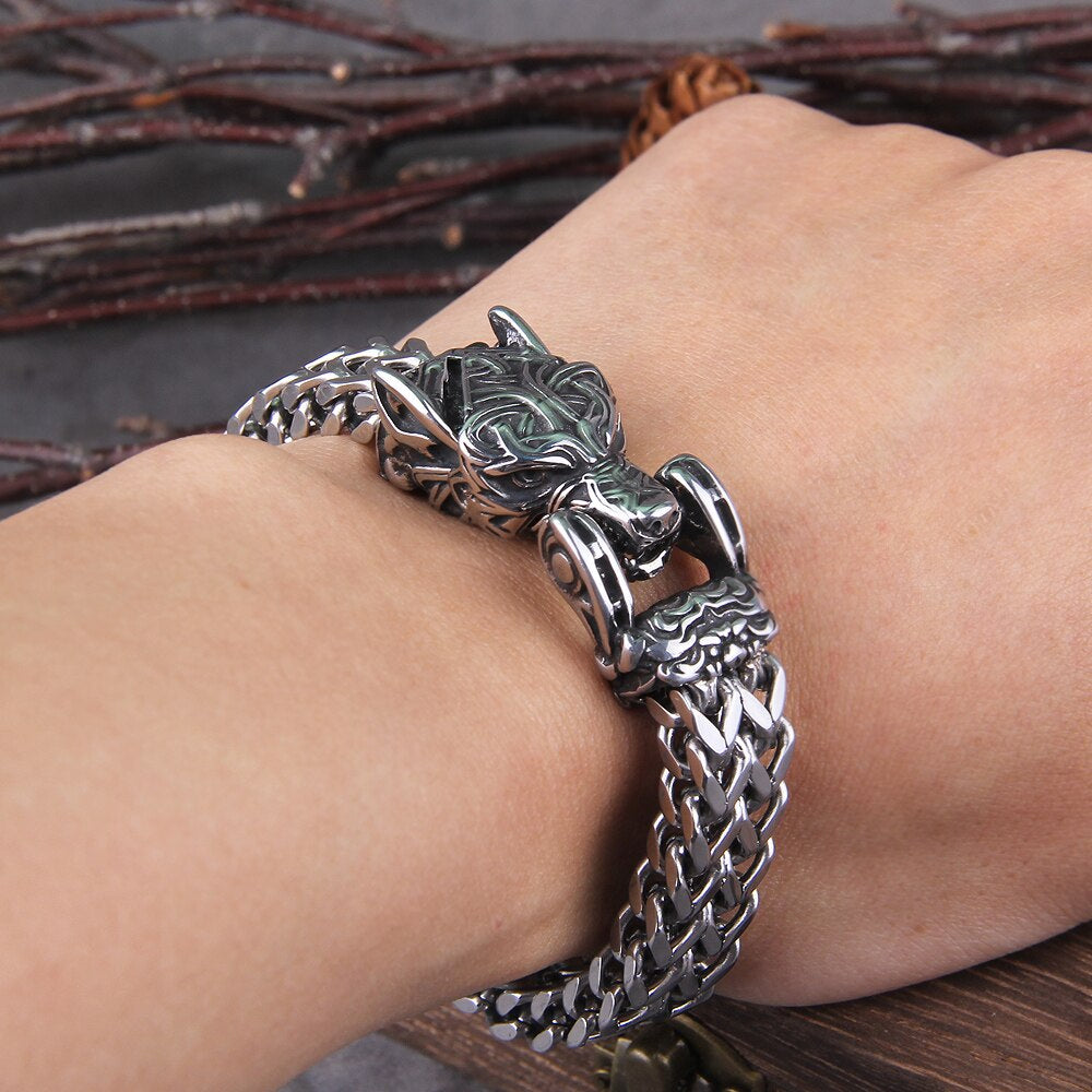 Fenrir - The Great Wolf - Stainless Steel Bracelet - Viking Trinkets