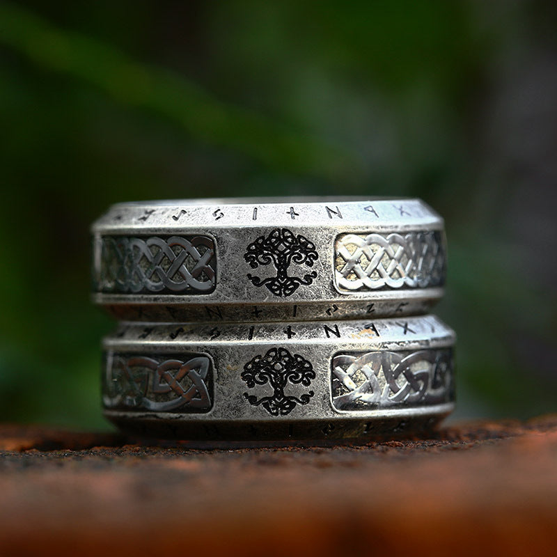 Blessing Of Yggdrasil - Titanium Steel Viking Rune Ring