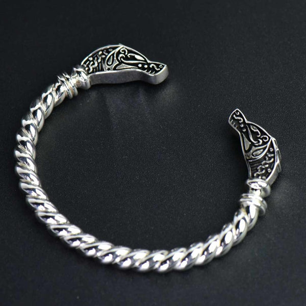 Fenrir Viking Arm Ring - Pure Silver Bangle