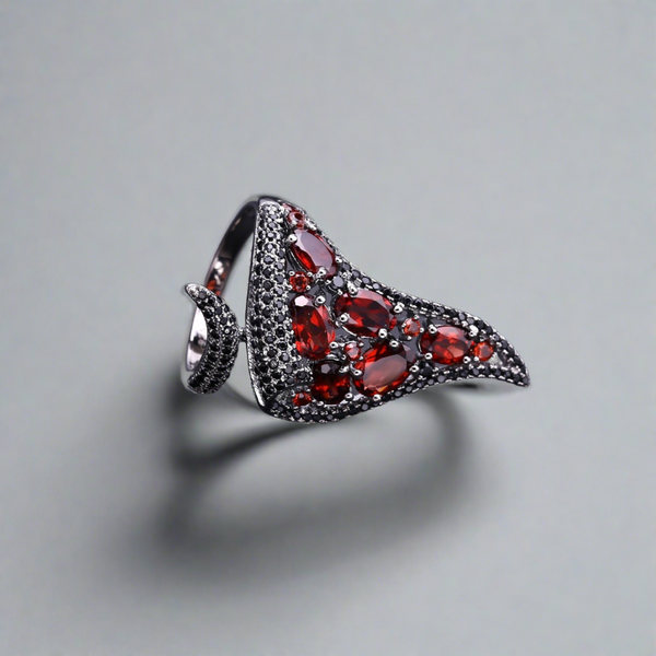 Beauty of Youth - Garnet Laid Ring and Earrings