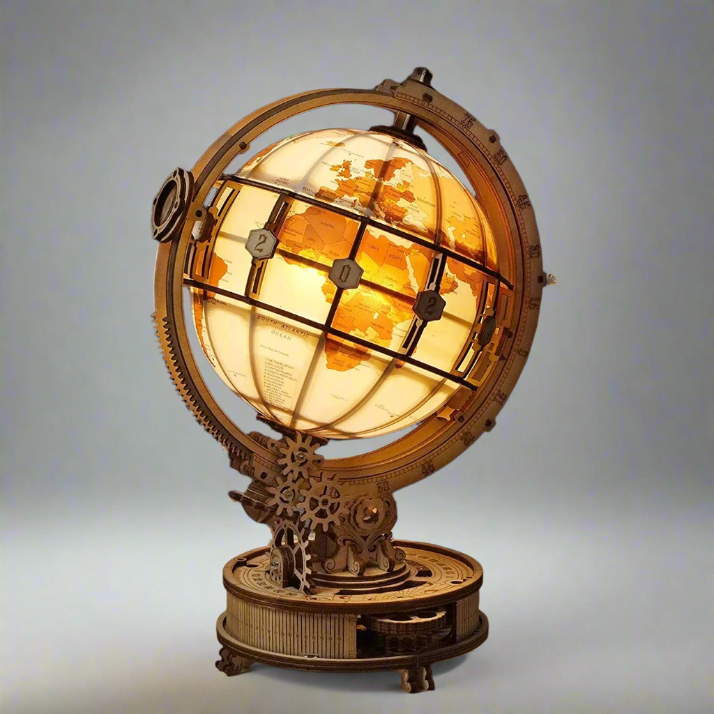 The Realm of Midgard - 3D Luminous 180 Piece Wooden Globe