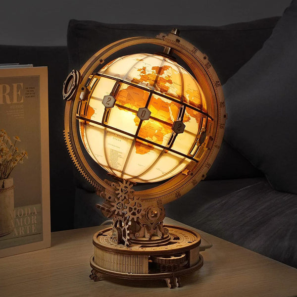 The Realm of Midgard - 3D Luminous 180 Piece Wooden Globe