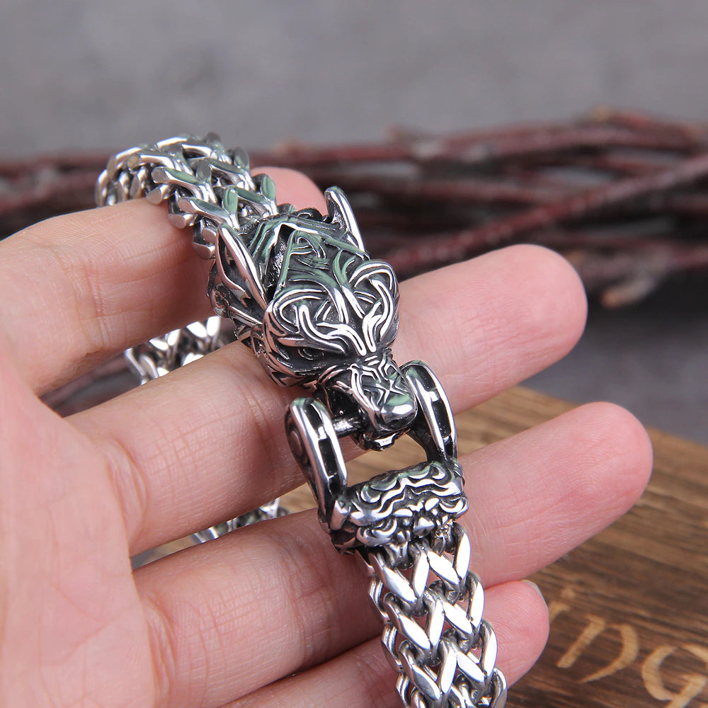 Fenrir - The Great Wolf - Stainless Steel Bracelet - Viking Trinkets