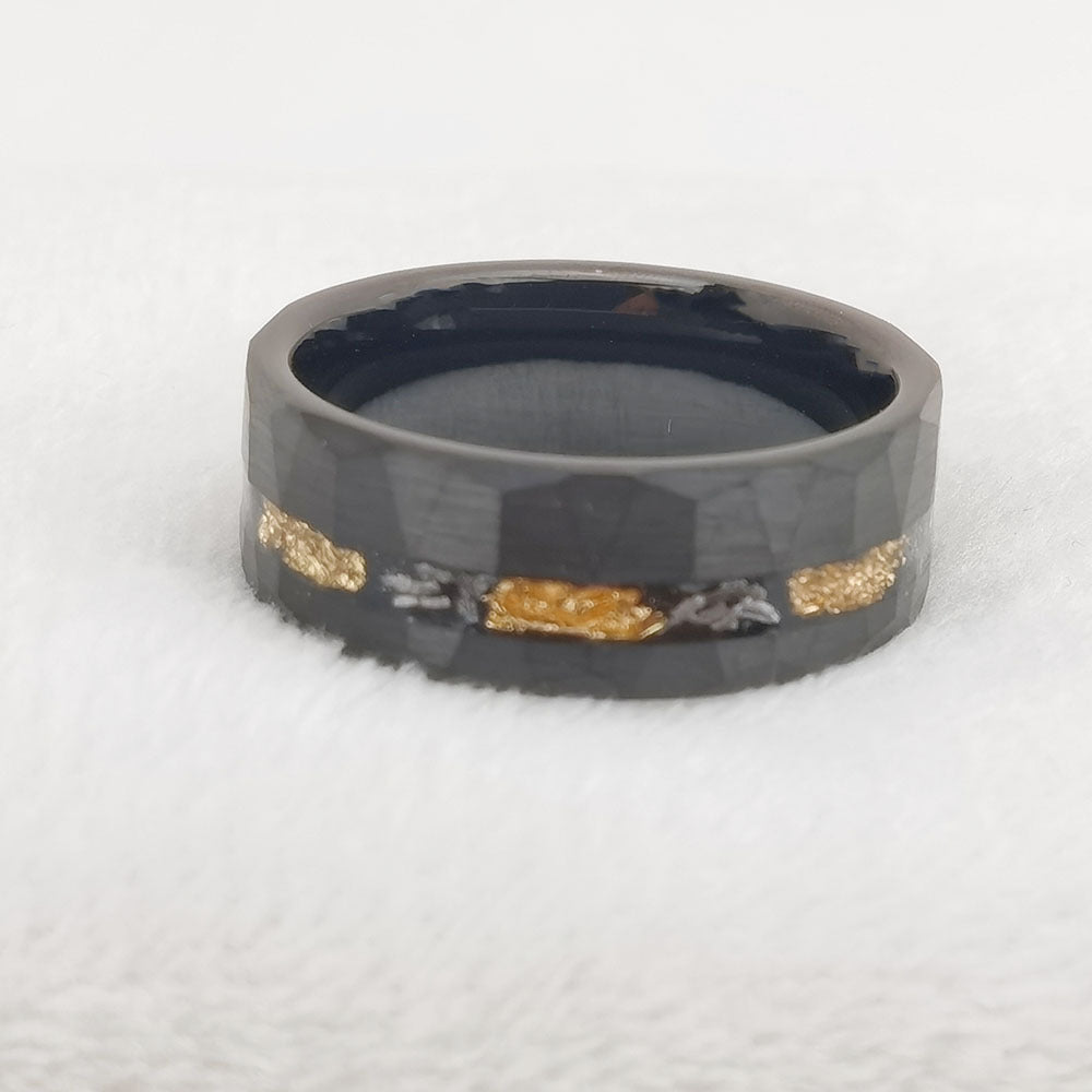 Soul Of Hel - Tungsten Gold Ring Inlaid With Gold Foil