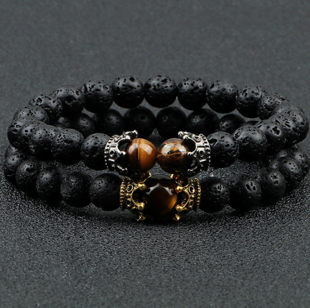 Scorched Legacy - Volcanic Stone Onyx Bead Bracelet