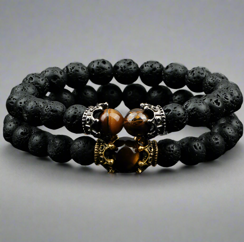 Scorched Legacy - Volcanic Stone Onyx Bead Bracelet