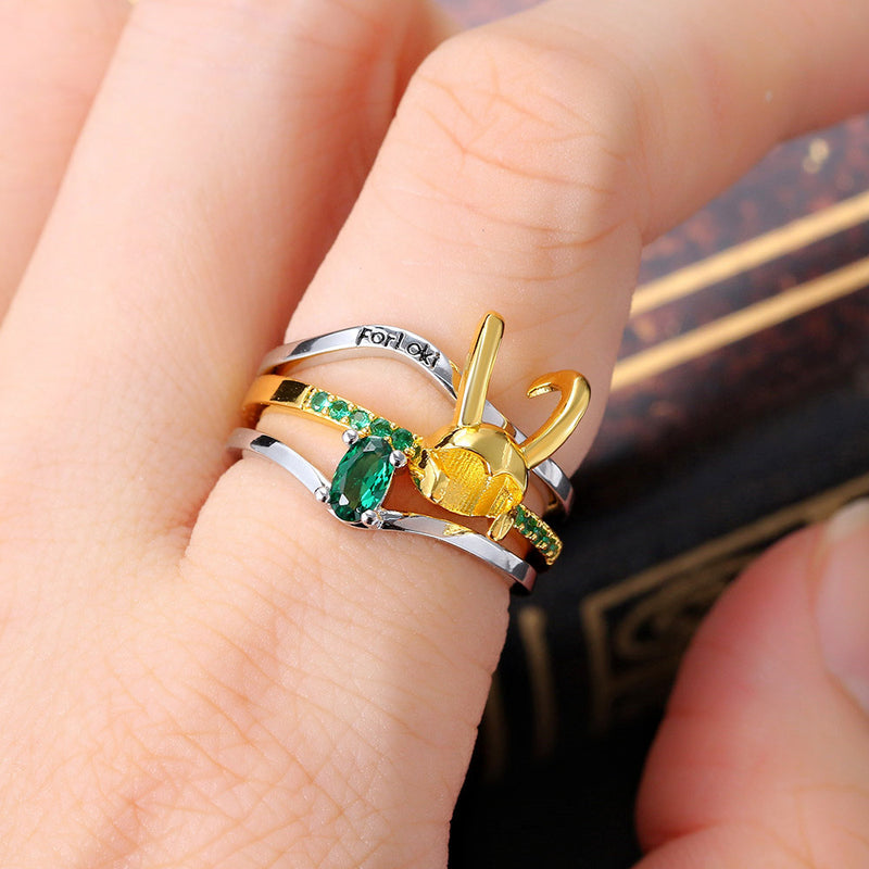 The Trickster - Inlaid Zircon Loki Ring – Viking Trinkets
