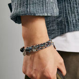 Threads Of Fate - Handwoven Bracelet With Sterling Silver Beads