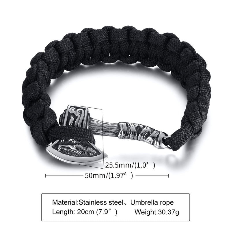 Jarnsaxa's Flesh Ripper - Stainless Steel Axe Paracord Bracelet