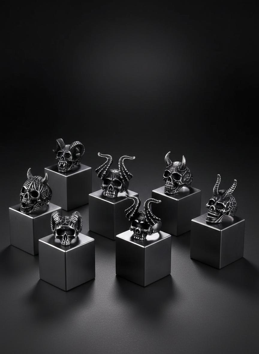 Heads of the Slain – Stainless Steel Viking Skull Ring