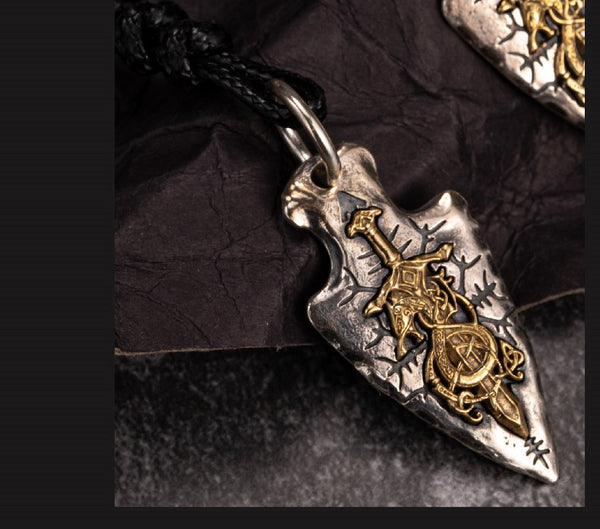 Fafnir's Demise - Sterling Silver and Inlaid Copper Arrow Necklace