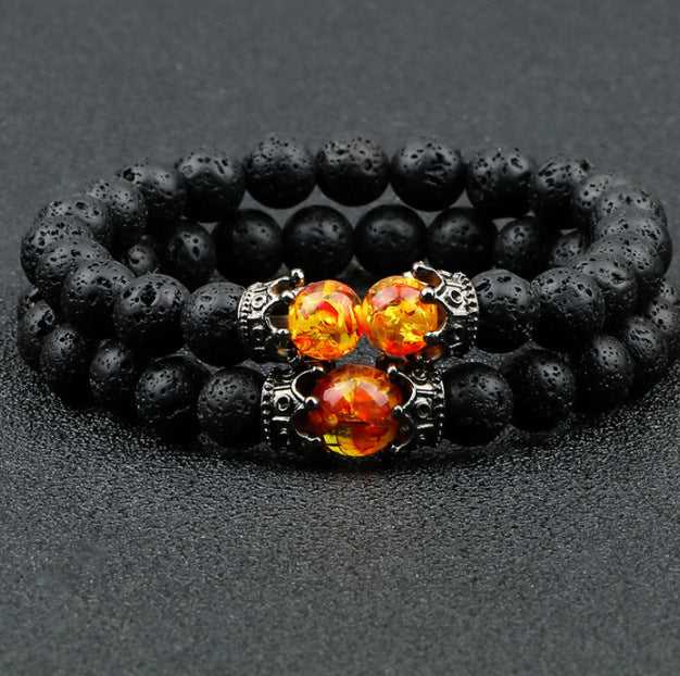 Scorched Legacy - Volcanic Stone Onyx Bead Bracelet