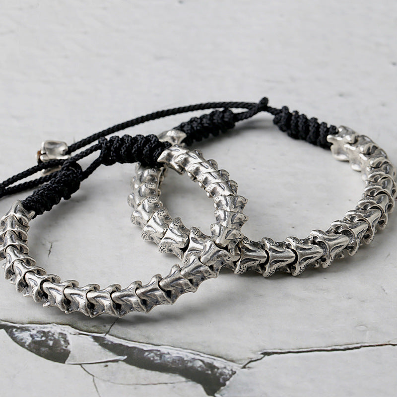 Spine Of The Beast - Sterling Silver Snake Bone Adjustable Bracelet